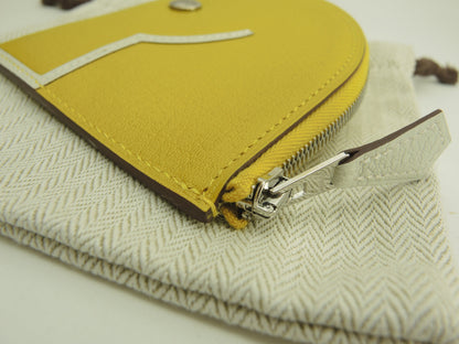 Hermès Paddock Wallet Chèvre Giallo/Bianco Portamonete Porta Carte Mai Usato@U 8