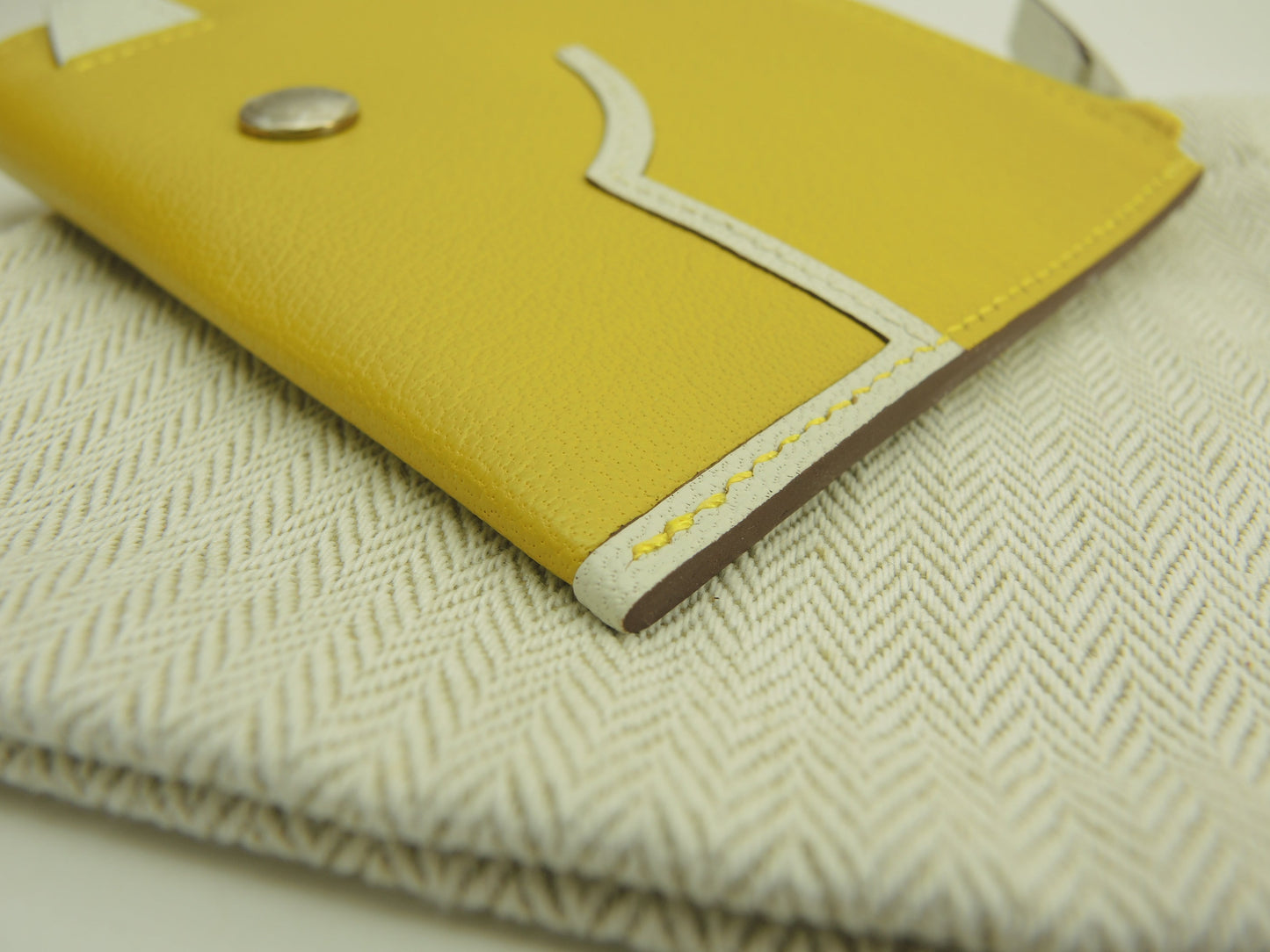 Hermès Paddock Wallet Chèvre Giallo/Bianco Portamonete Porta Carte Mai Usato@U 8