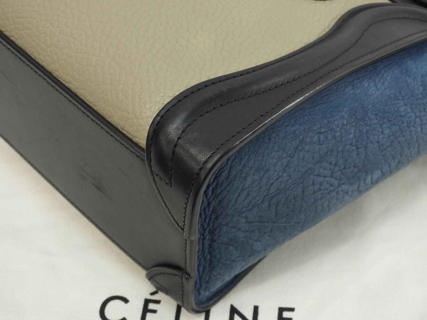 Celine Luggage Nano in pelle grigio nero blu borsa pochette mini a tracolla@S-CU-4195