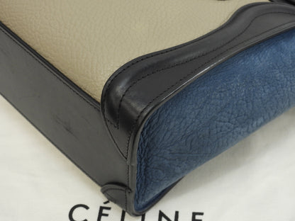 Celine Luggage Nano in pelle grigio nero blu borsa pochette mini a tracolla@S-CU-4195