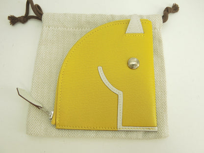 Hermès Paddock Wallet Chèvre Giallo/Bianco Portamonete Porta Carte Mai Usato@U 8