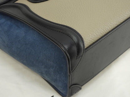 Celine Luggage Nano in pelle grigio nero blu borsa pochette mini a tracolla@S-CU-4195
