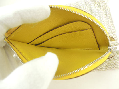 Hermès Paddock Wallet Chèvre Giallo/Bianco Portamonete Porta Carte Mai Usato@U 8