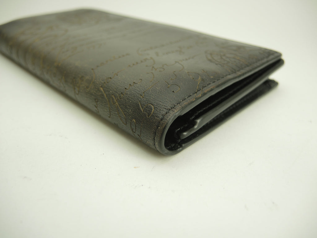 Berluti Portafoglio Lungo Santal Calligrafia Nera Bifold Ottime Condizioni@E0212P