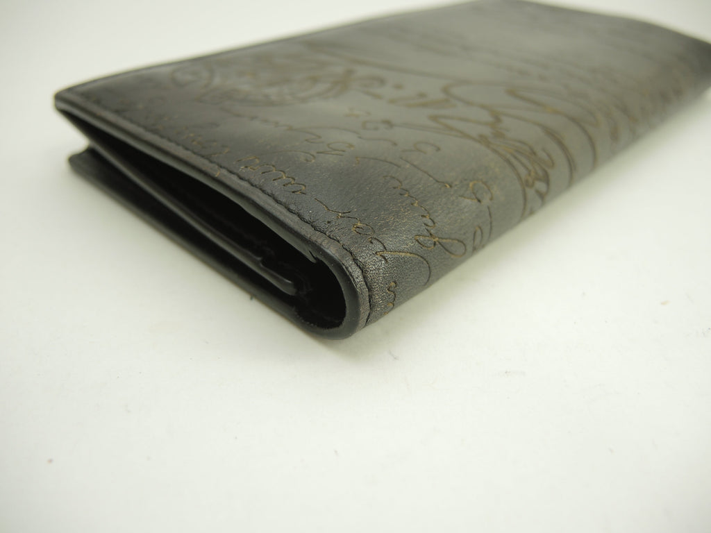 Berluti Portafoglio Lungo Santal Calligrafia Nera Bifold Ottime Condizioni@E0212P