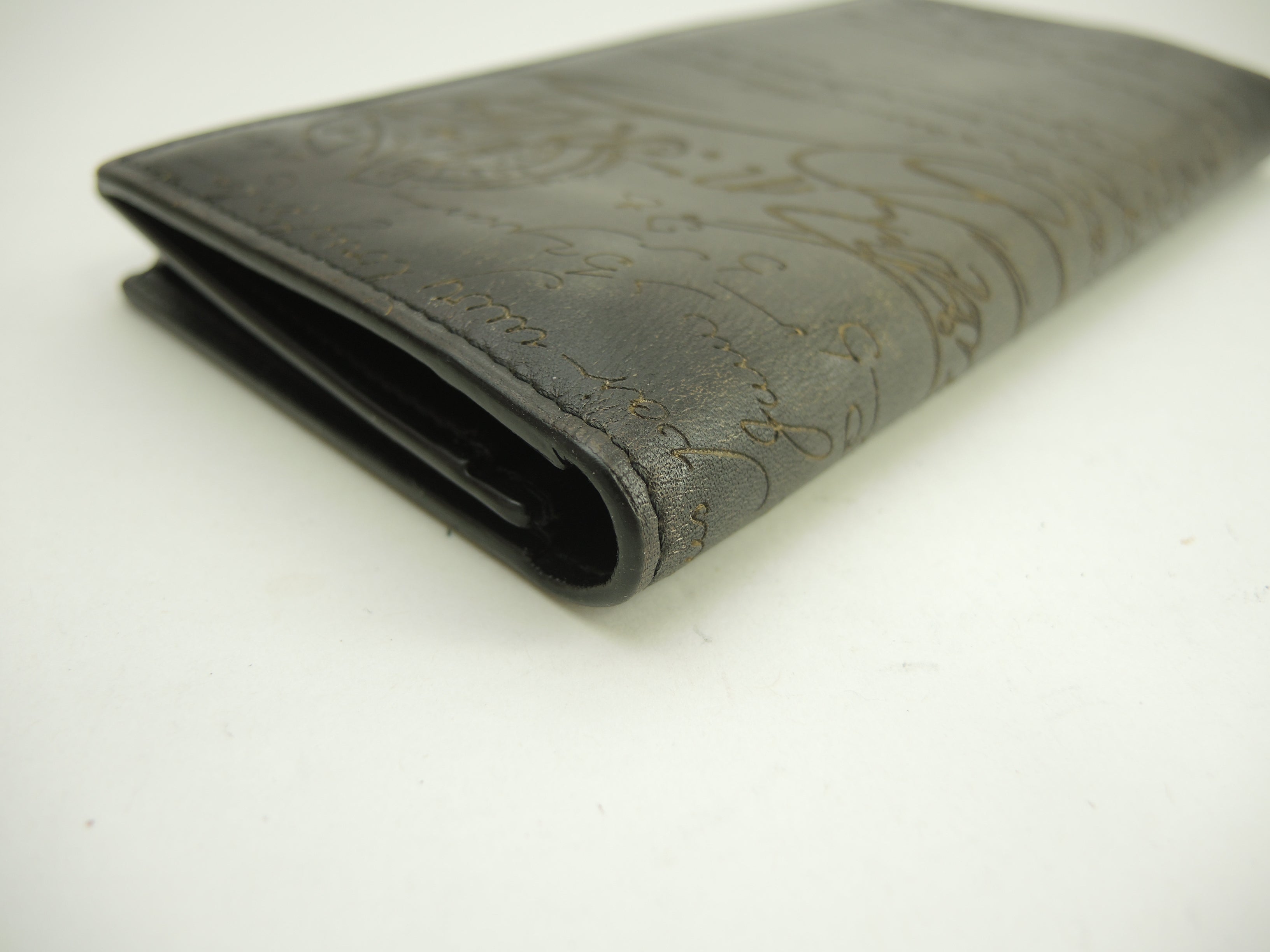 Berluti Portafoglio Lungo Santal Calligrafia Nera Bifold Ottime Condizioni@E0212P
