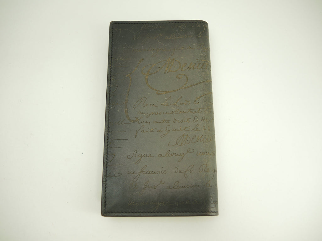 Berluti Portafoglio Lungo Santal Calligrafia Nera Bifold Ottime Condizioni@E0212P