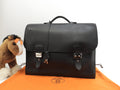 Hermès Sac à Dépêches 41 Fjörd Nero Borsa Portadocumenti Uomo Ferramenta Doppia @□O