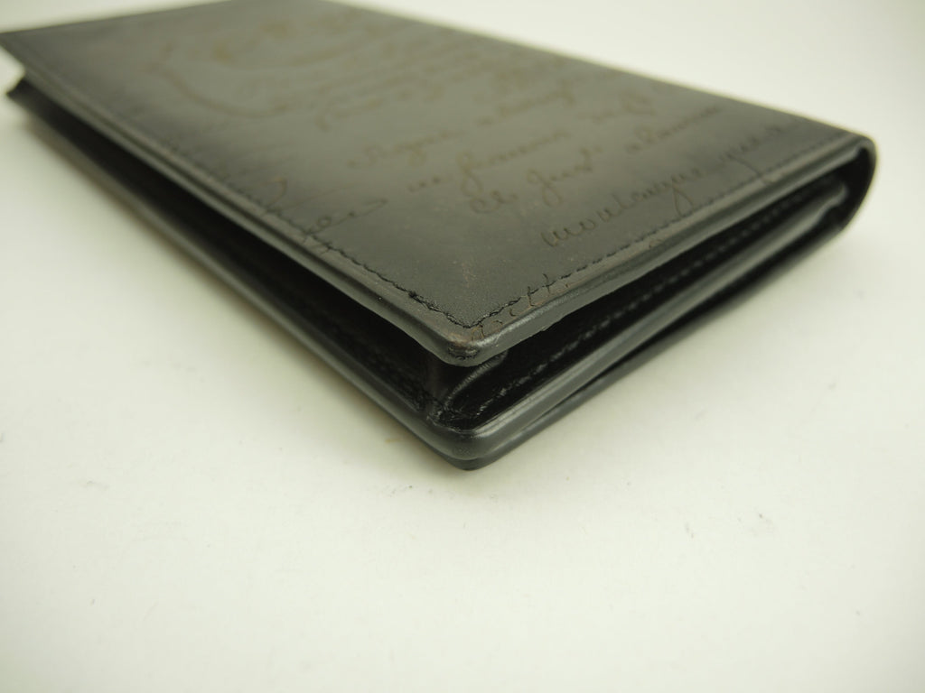 Berluti Portafoglio Lungo Santal Calligrafia Nera Bifold Ottime Condizioni@E0212P