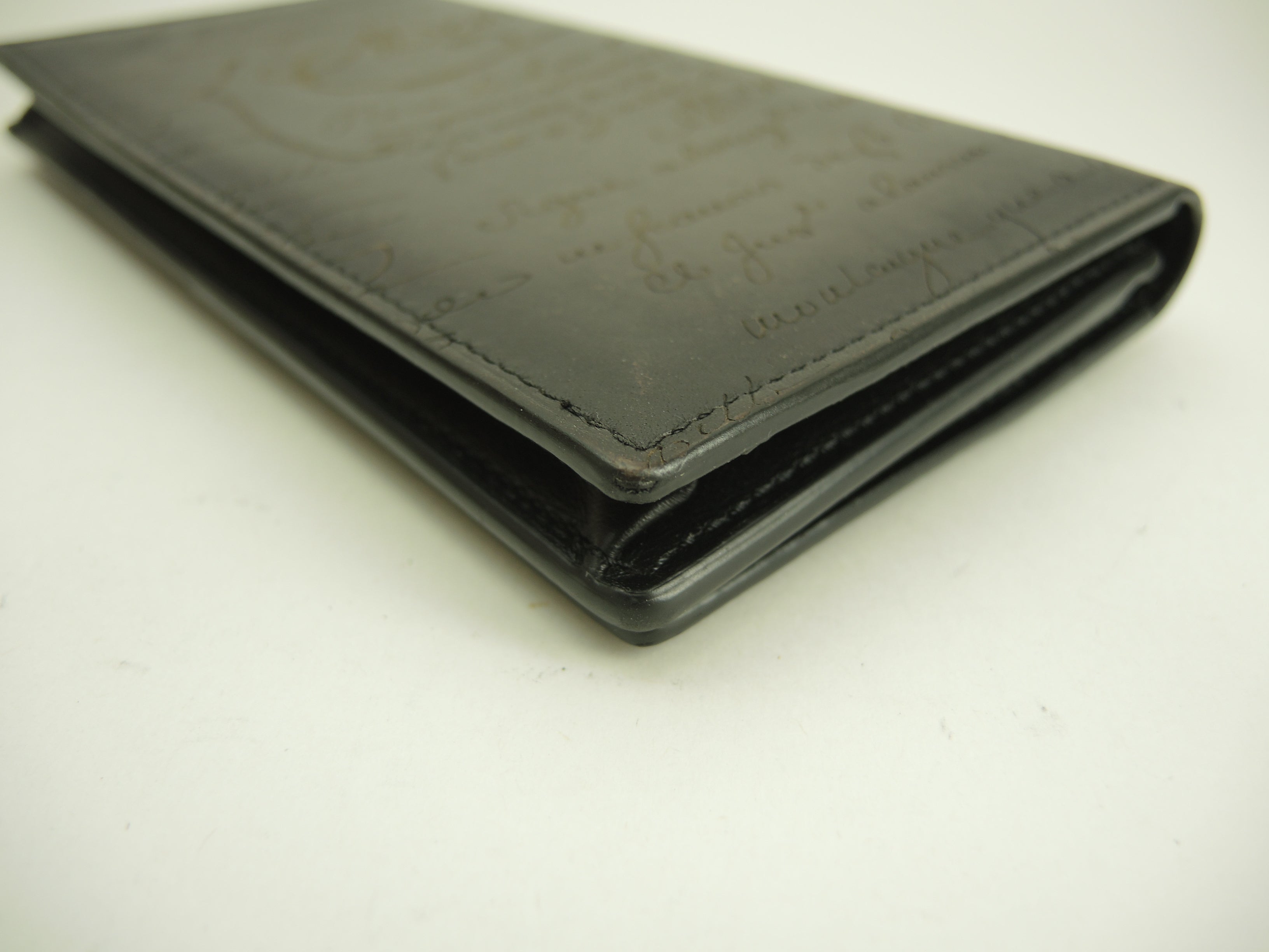 Berluti Portafoglio Lungo Santal Calligrafia Nera Bifold Ottime Condizioni@E0212P
