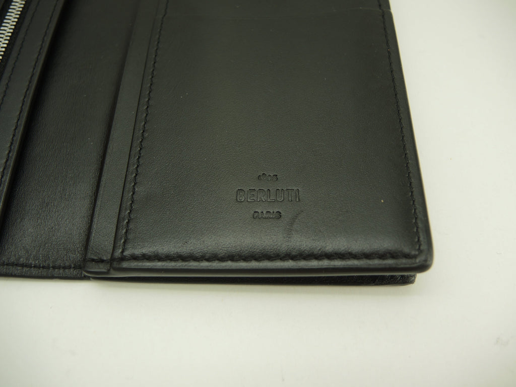Berluti Portafoglio Lungo Santal Calligrafia Nera Bifold Ottime Condizioni@E0212P
