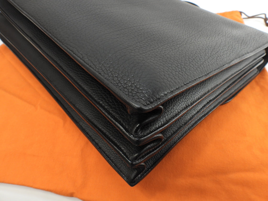 Hermès Sac à Dépêches 41 Fjörd Nero Borsa Portadocumenti Uomo Ferramenta Doppia @□O