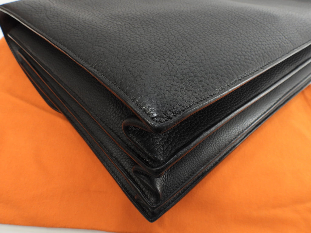 Hermès Sac à Dépêches 41 Fjörd Nero Borsa Portadocumenti Uomo Ferramenta Doppia @□O
