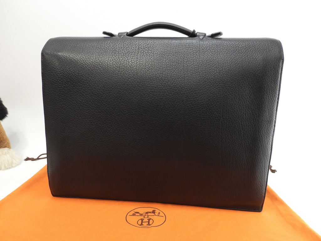 Hermès Sac à Dépêches 41 Fjörd Nero Borsa Portadocumenti Uomo Ferramenta Doppia @□O