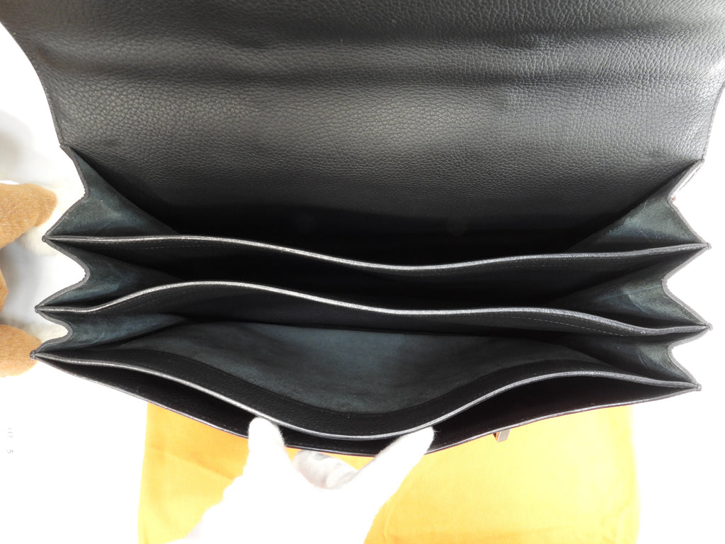 Hermès Sac à Dépêches 41 Fjörd Nero Borsa Portadocumenti Uomo Ferramenta Doppia @□O