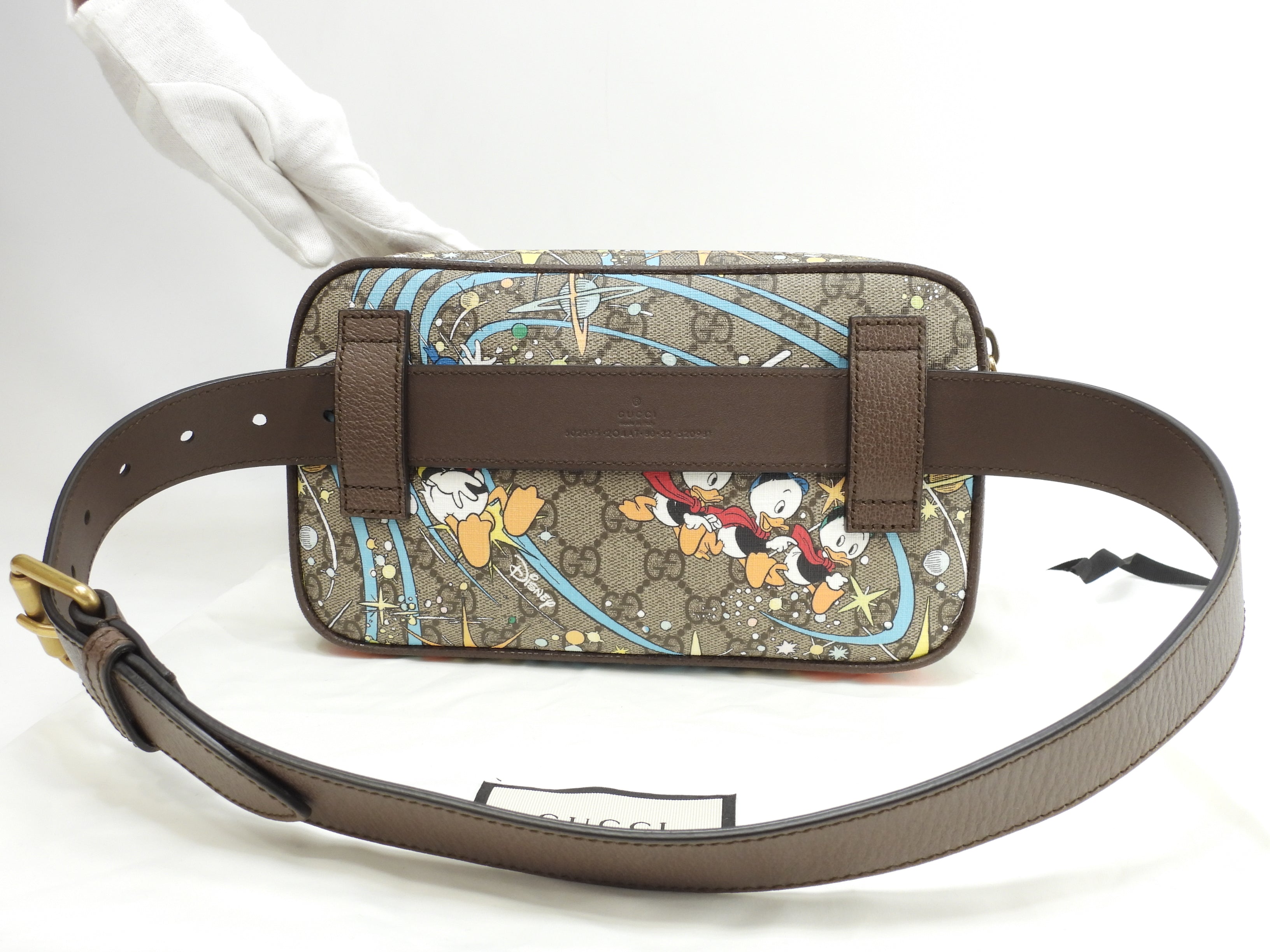Gucci Marsupio Paperino Old GG Edizione Limitata Disney Collaboration Cintura Inutilizzato@ 2