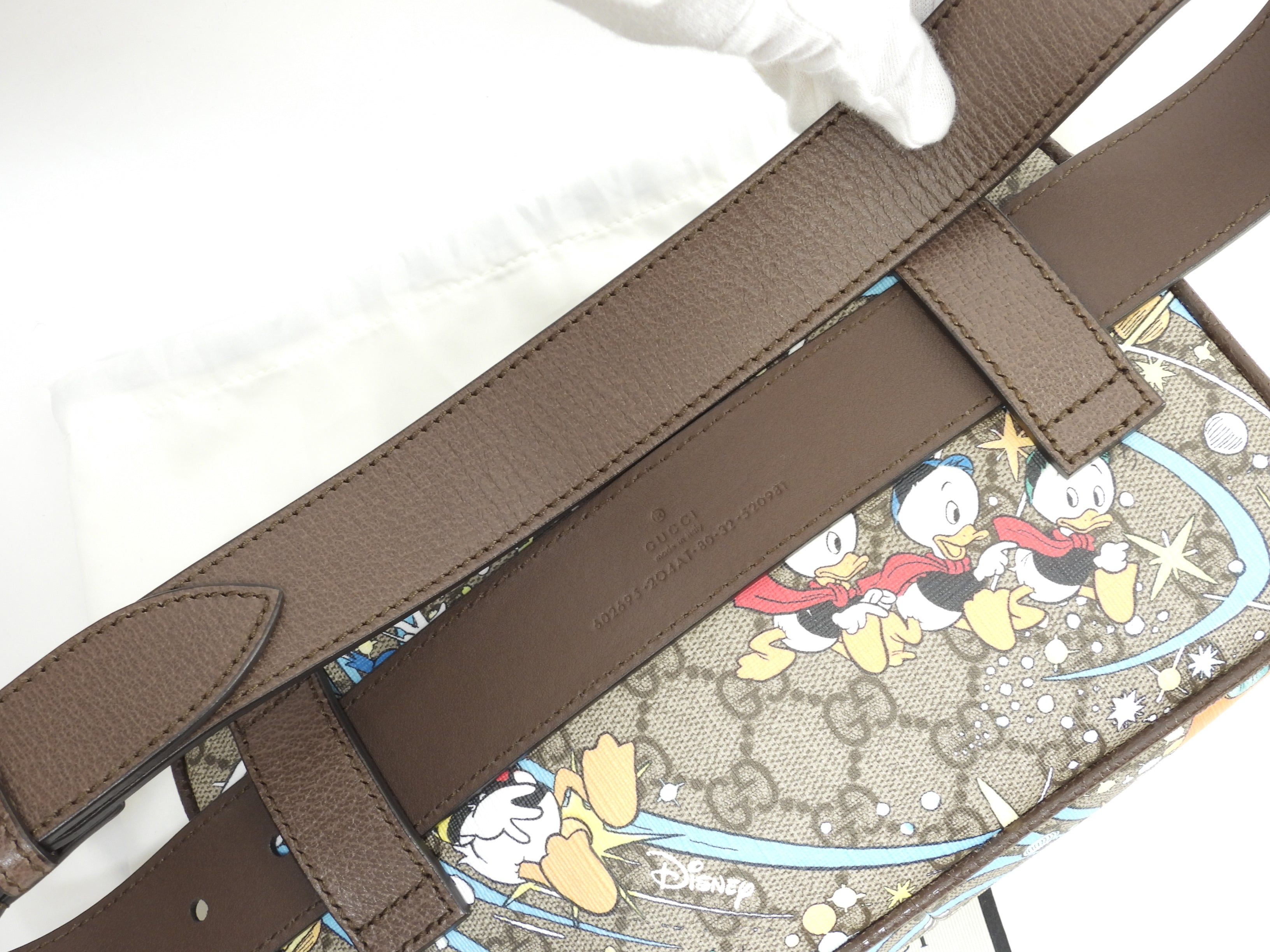 Gucci Marsupio Paperino Old GG Edizione Limitata Disney Collaboration Cintura Inutilizzato@ 2