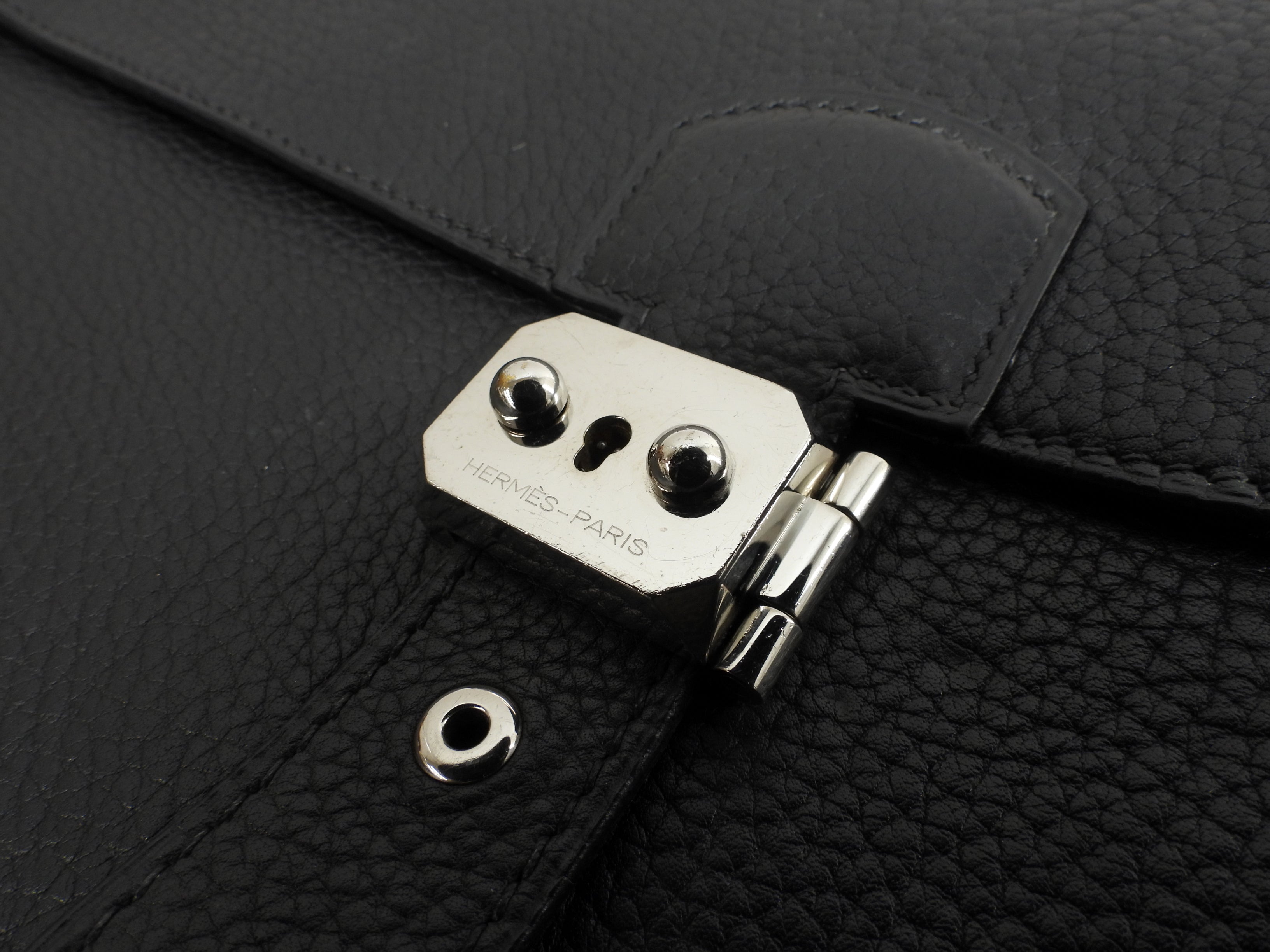 Hermès Sac à Dépêches 41 Fjörd Nero Borsa Portadocumenti Uomo Ferramenta Doppia @□O