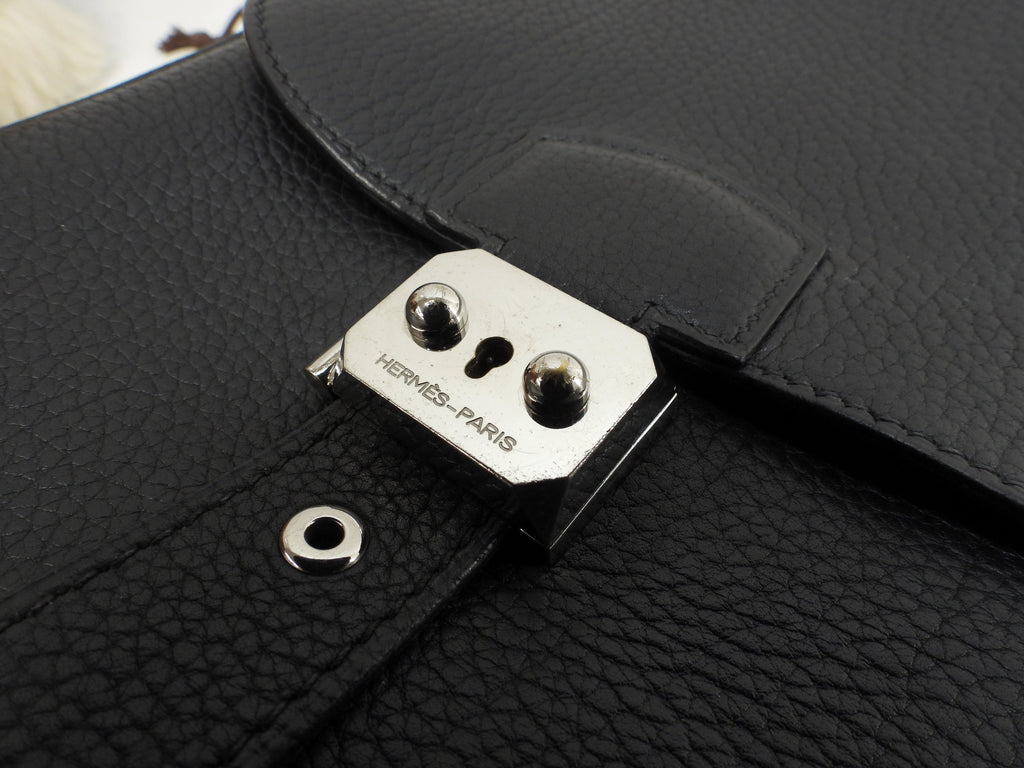 Hermès Sac à Dépêches 41 Fjörd Nero Borsa Portadocumenti Uomo Ferramenta Doppia @□O
