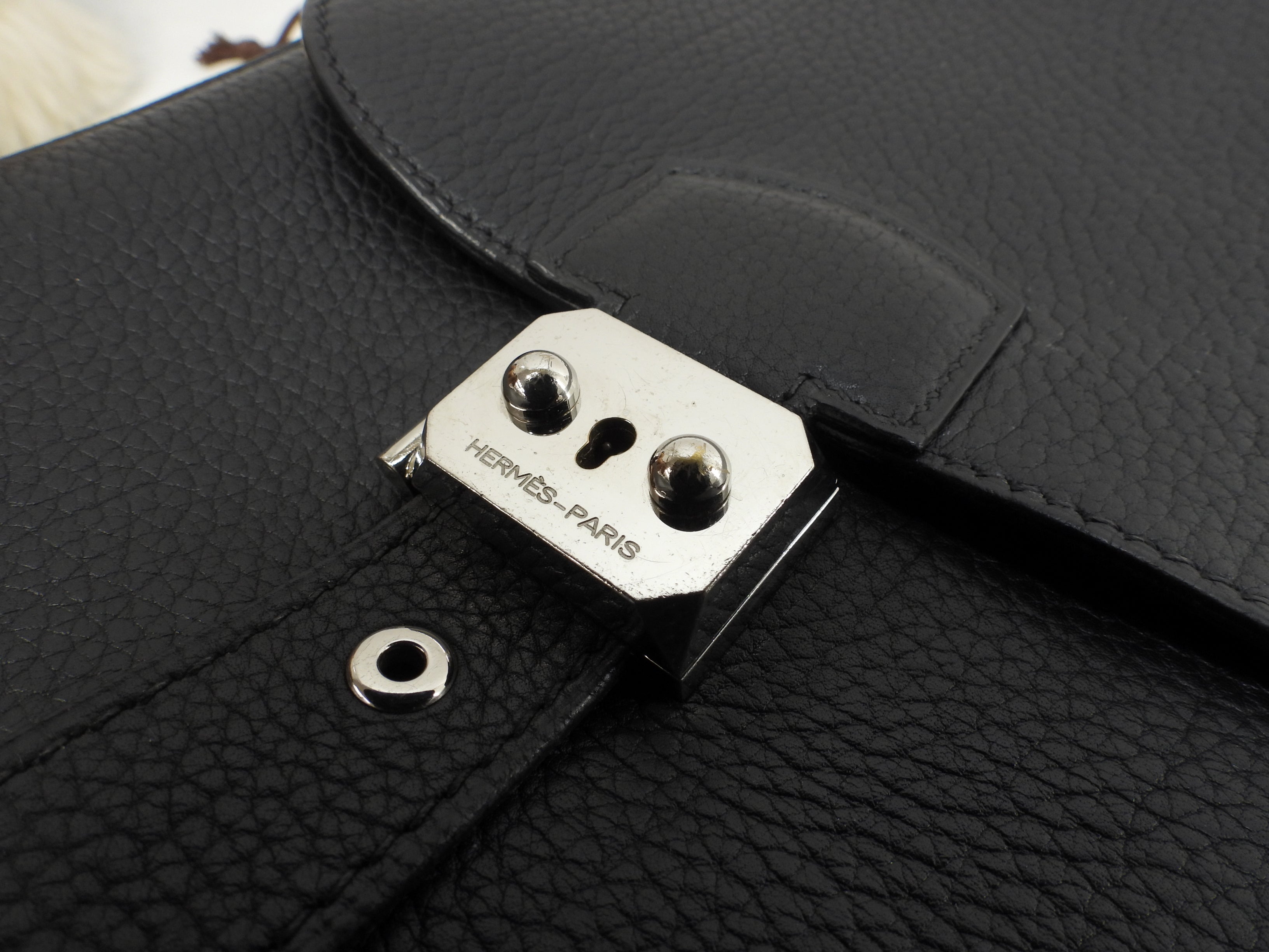 Hermès Sac à Dépêches 41 Fjörd Nero Borsa Portadocumenti Uomo Ferramenta Doppia @□O