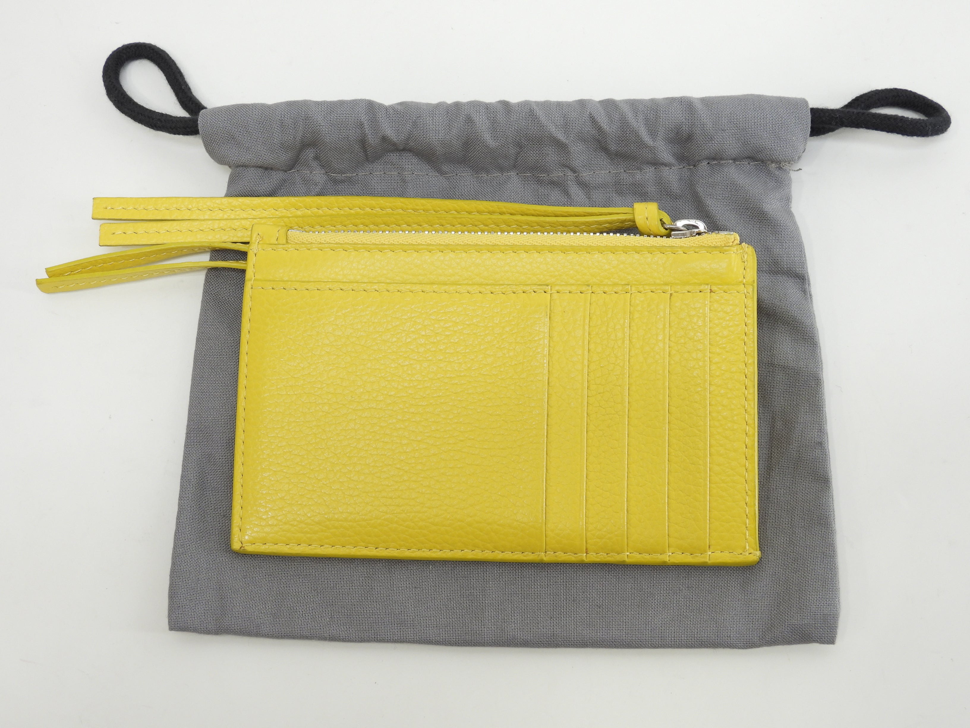 Balenciaga portamonete con tasche per carte Neo Classic in pelle gialla, portafoglio mini, condizioni eccellenti@ 1