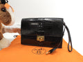 Hermès Jett Coccodrillo Nero Pochette Clutch Usata in Ottime Condizioni@○K
