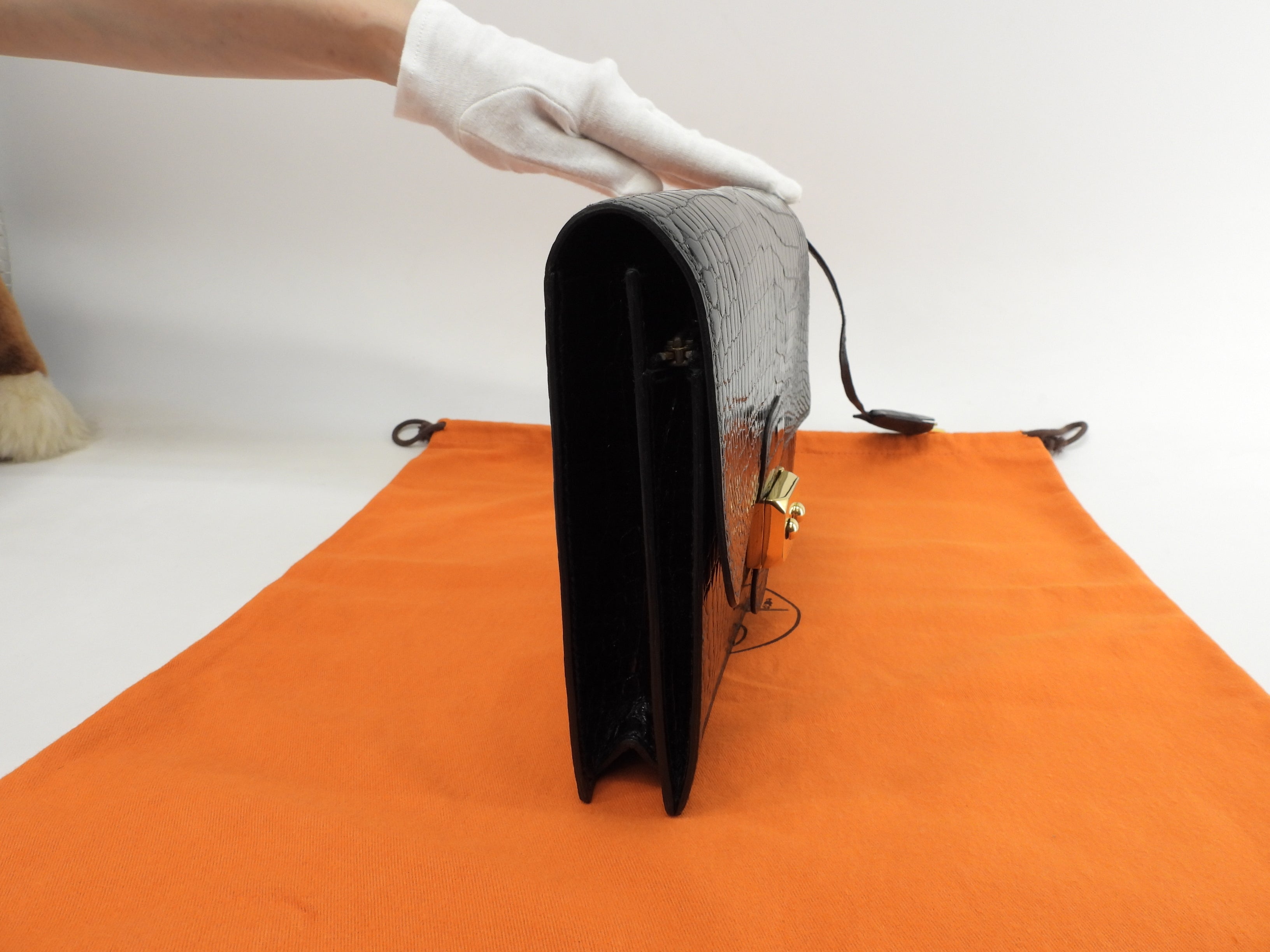 Hermès Jett Coccodrillo Nero Pochette Clutch Usata in Ottime Condizioni@○K