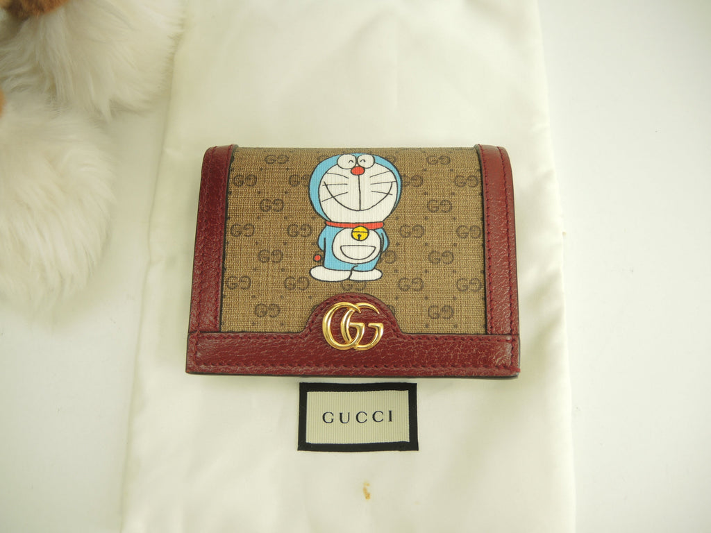 Gucci Portafoglio 2 Ante Doraemon Micro GG Marrone Melanzana Compact Wallet @ 4