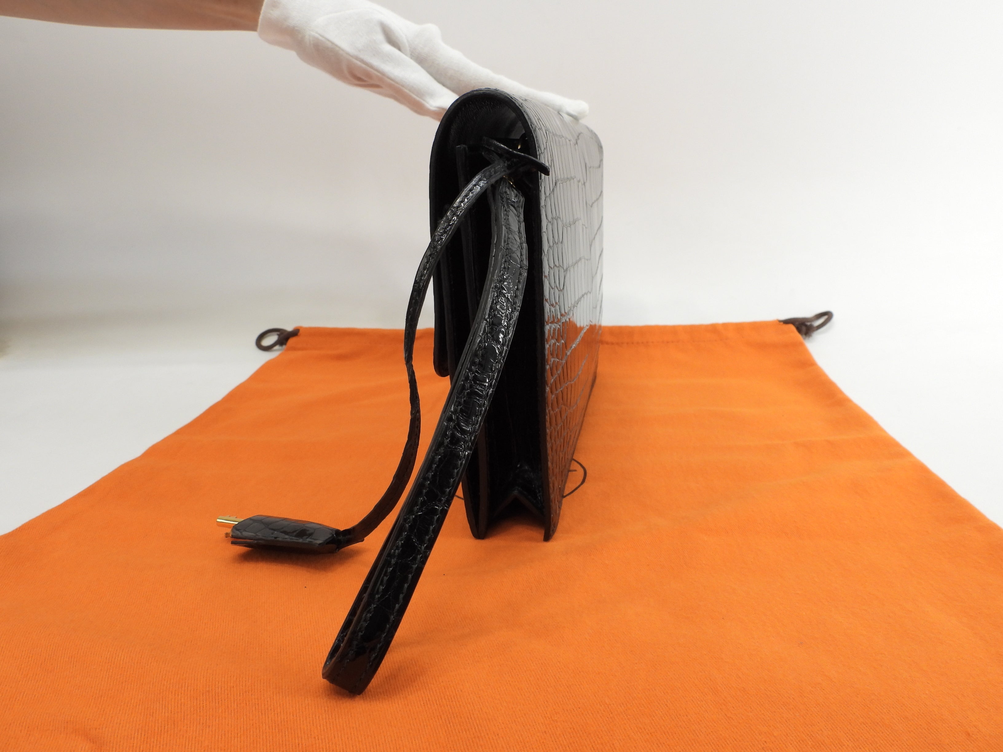Hermès Jett Coccodrillo Nero Pochette Clutch Usata in Ottime Condizioni@○K