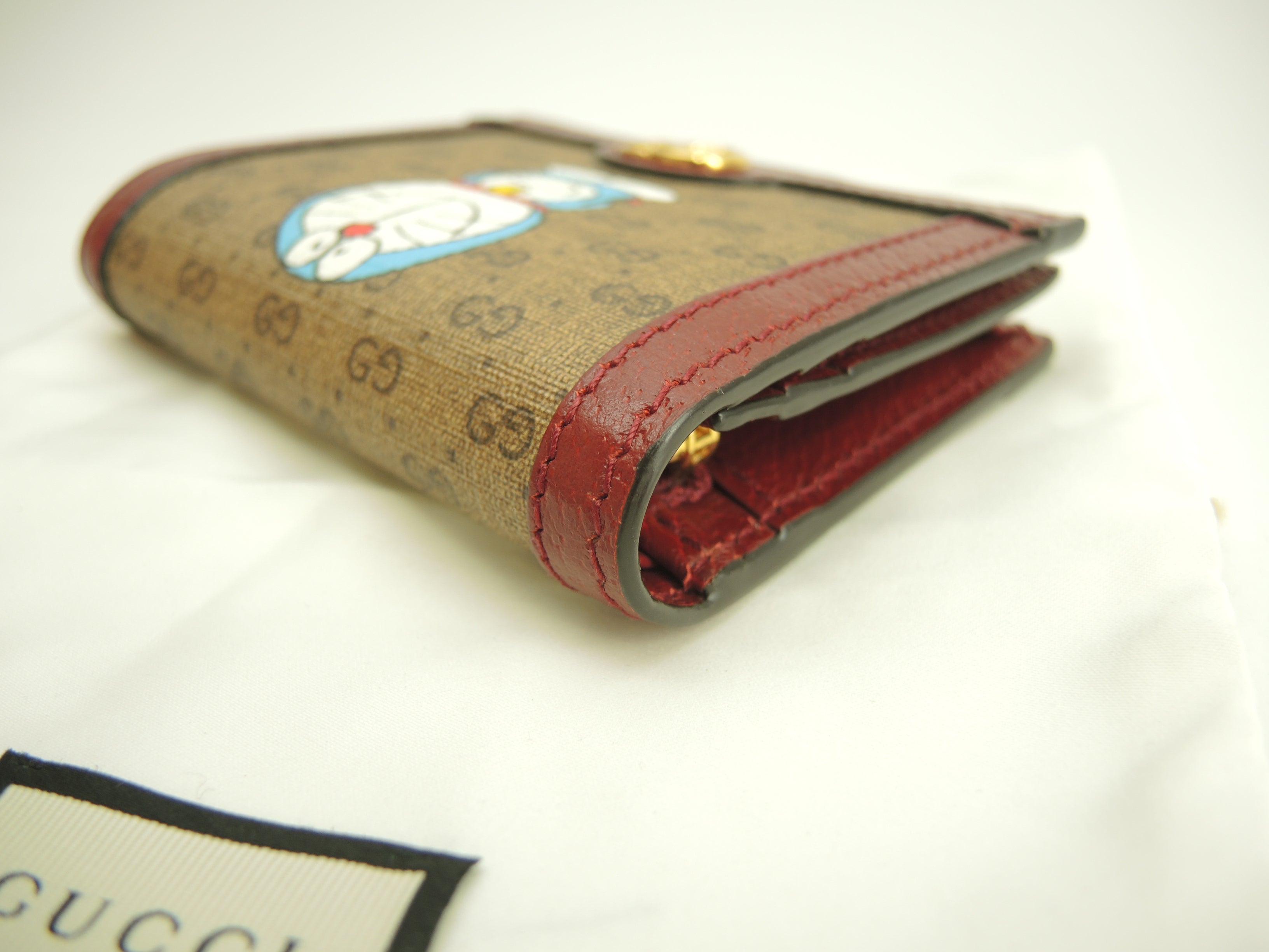 Gucci Portafoglio 2 Ante Doraemon Micro GG Marrone Melanzana Compact Wallet @ 4