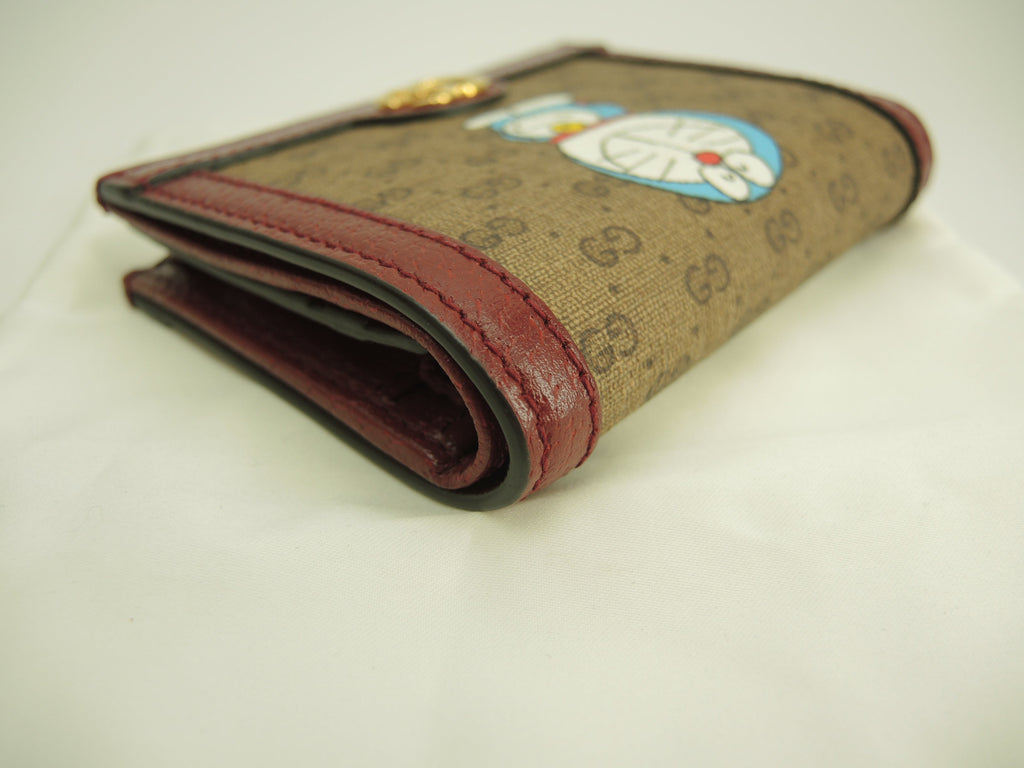 Gucci Portafoglio 2 Ante Doraemon Micro GG Marrone Melanzana Compact Wallet @ 4