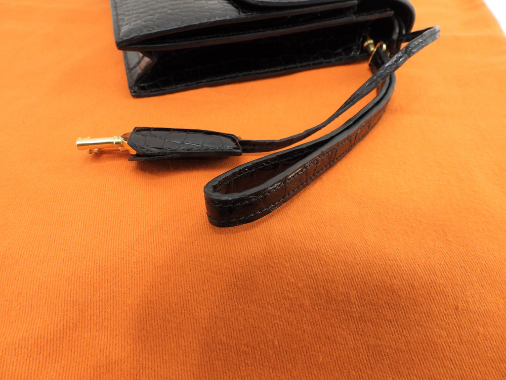 Hermès Jett Coccodrillo Nero Pochette Clutch Usata in Ottime Condizioni@○K