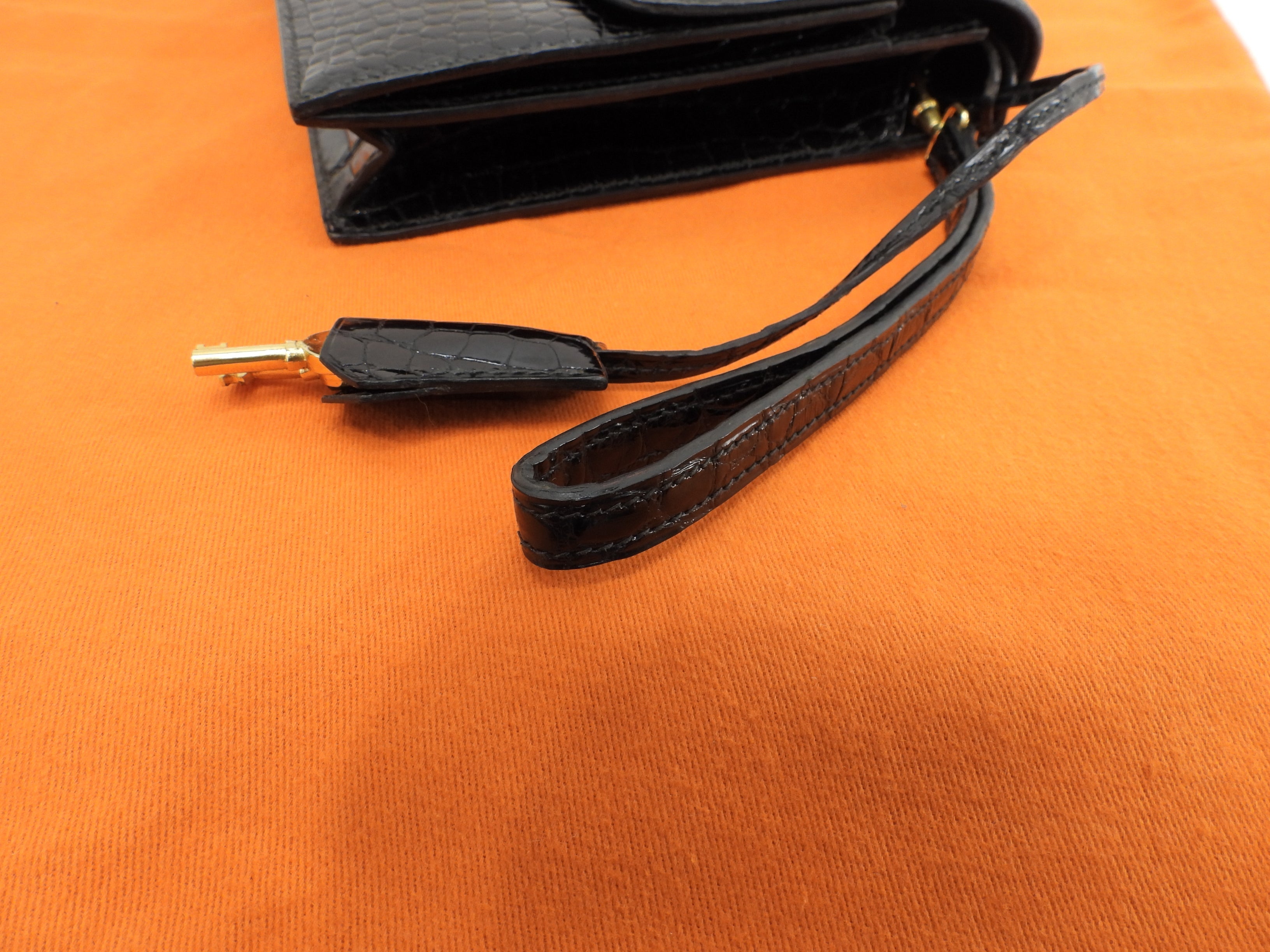 Hermès Jett Coccodrillo Nero Pochette Clutch Usata in Ottime Condizioni@○K