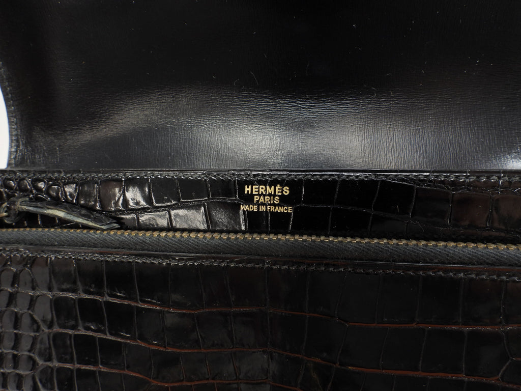 Hermès Jett Coccodrillo Nero Pochette Clutch Usata in Ottime Condizioni@○K