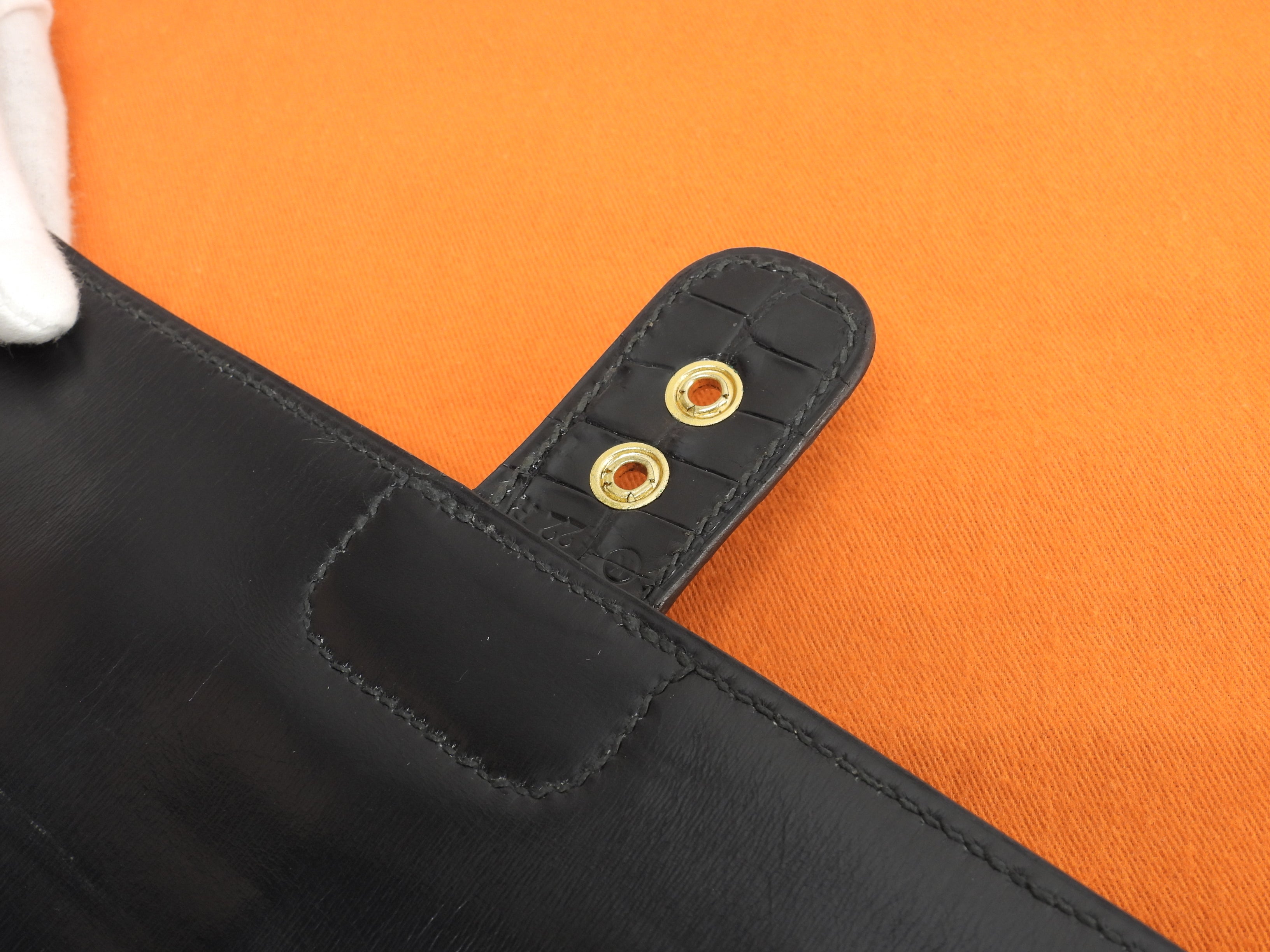 Hermès Jett Coccodrillo Nero Pochette Clutch Usata in Ottime Condizioni@○K