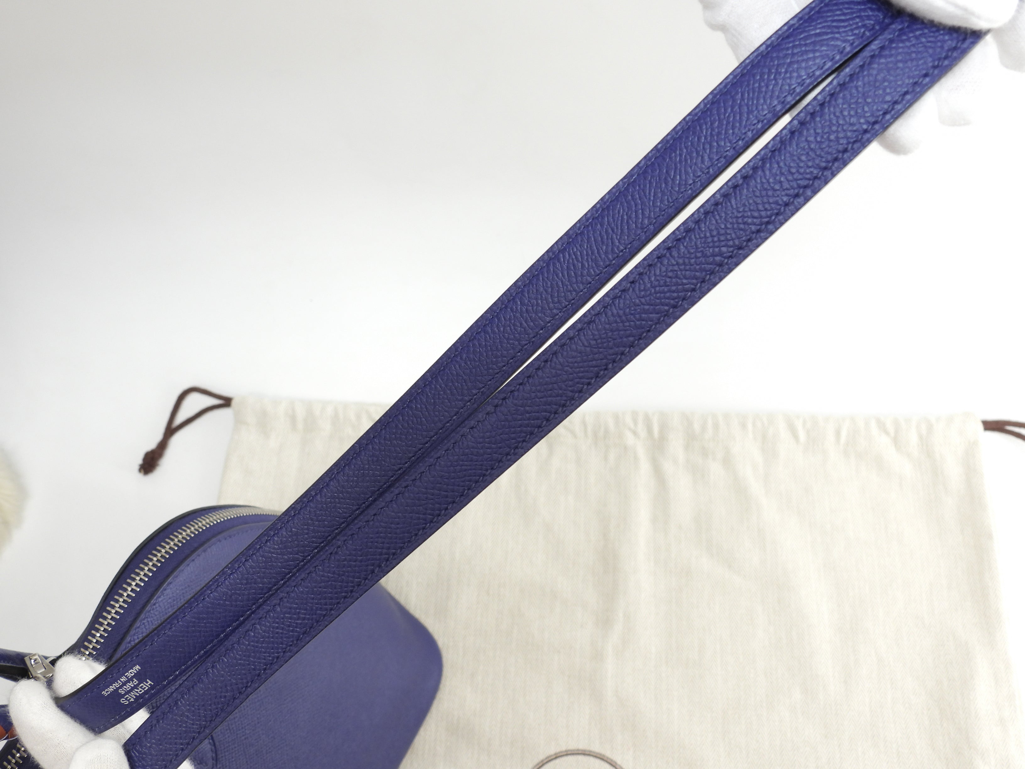Hermès Bolide 1923 Tressage Epsom blu borsa a mano con tracolla @C 2