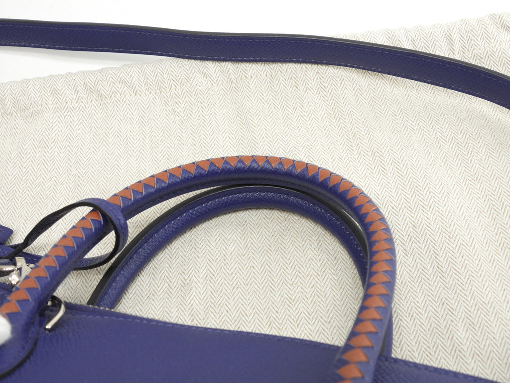 Hermès Bolide 1923 Tressage Epsom blu borsa a mano con tracolla @C 2