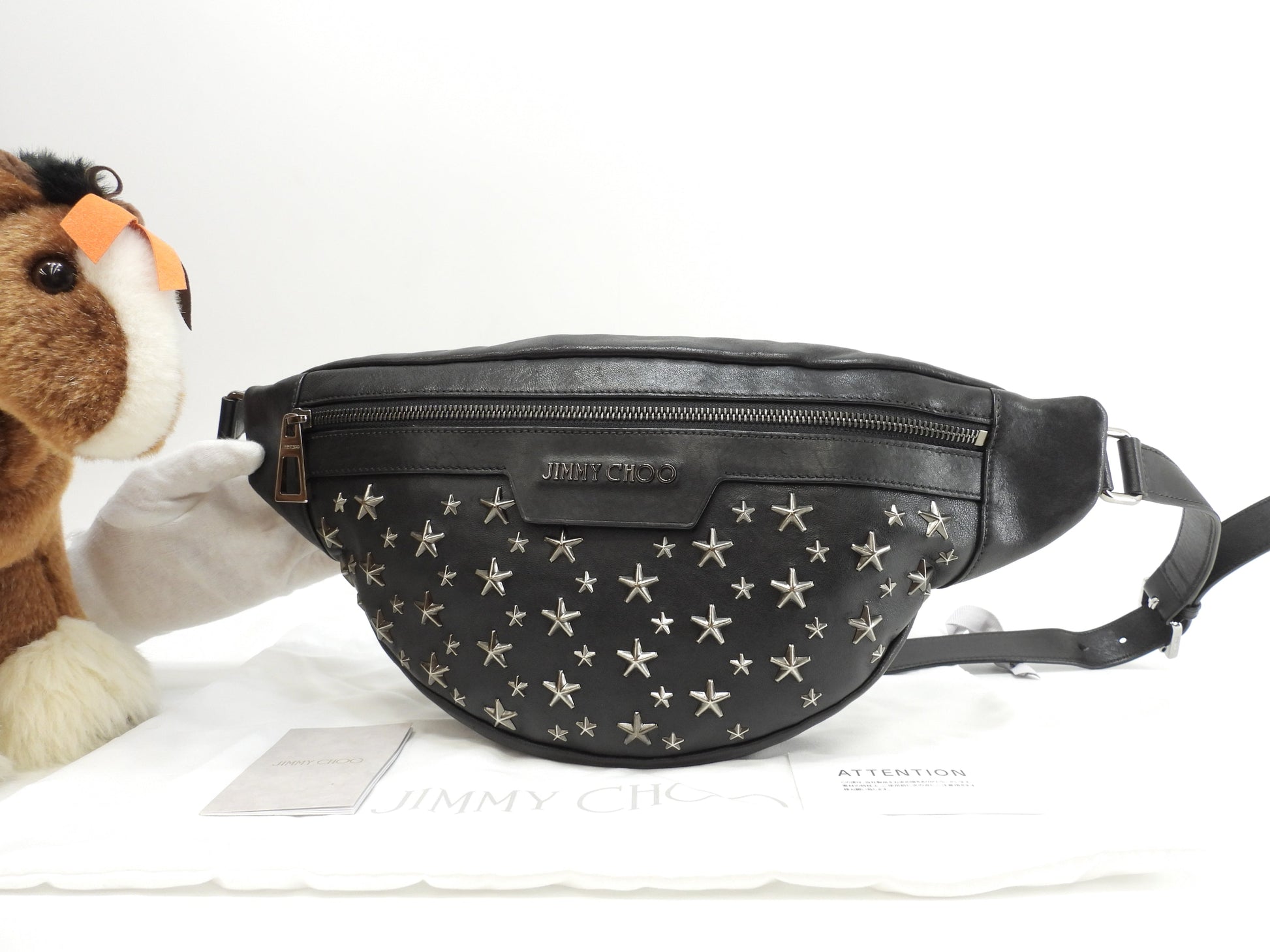 Jimmy Choo Dehlie Star Studs in pelle nera, marsupio, ottime condizioni @LXJSPN