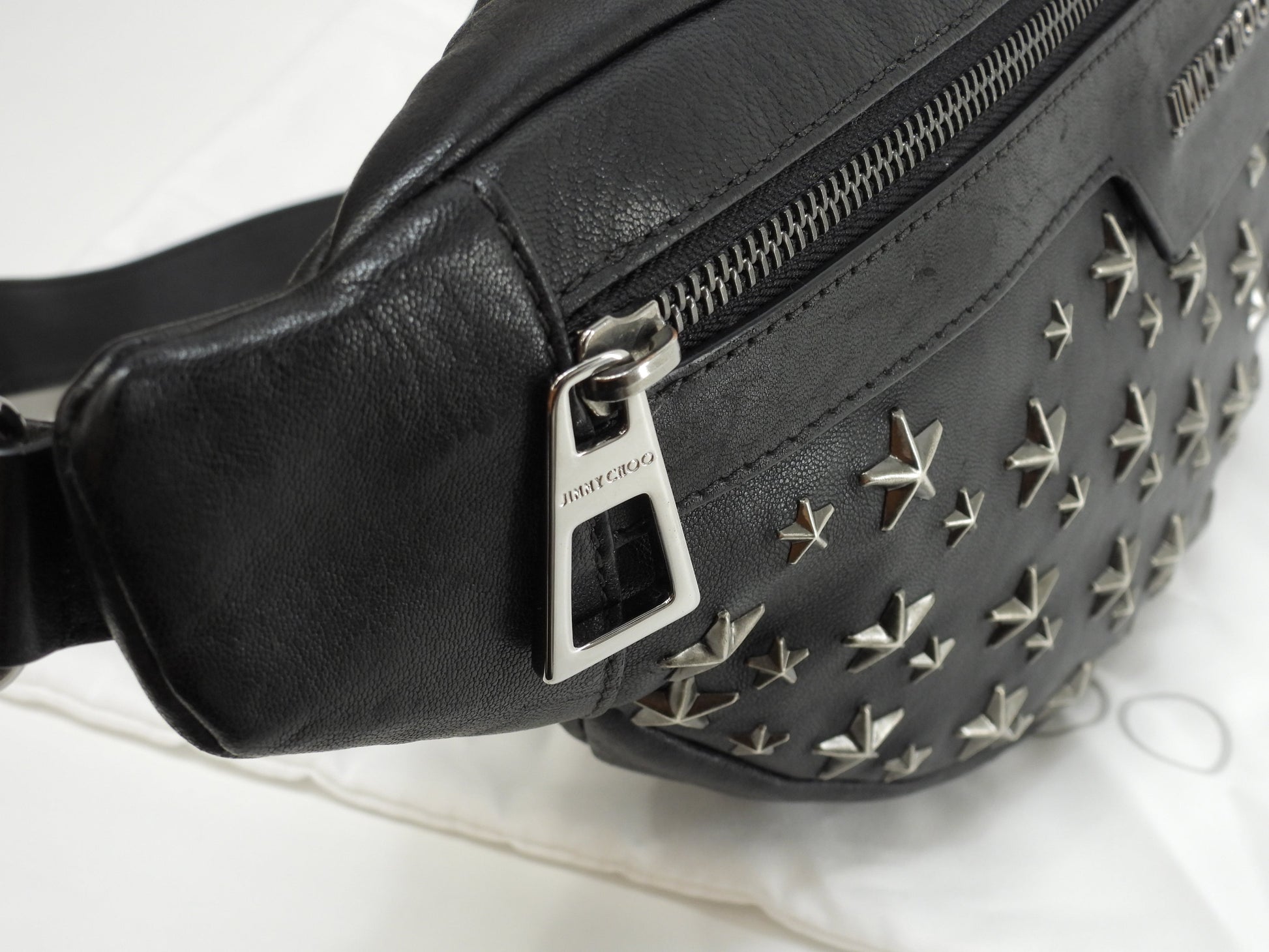 Jimmy Choo Dehlie Star Studs in pelle nera, marsupio, ottime condizioni @LXJSPN