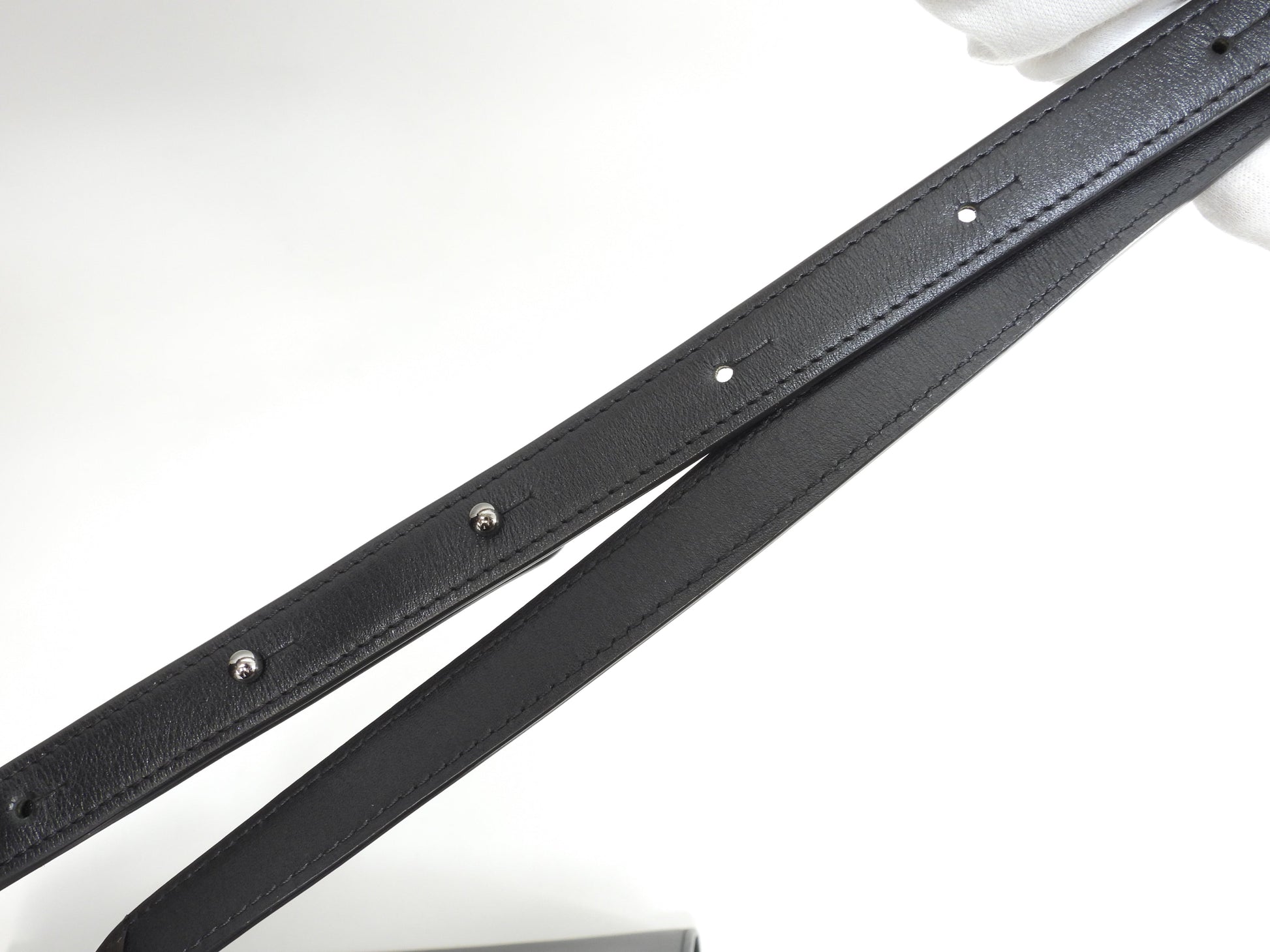 デルボー ブリヨンMM ボックスカーフレザー黒 シルバー金具 s付ハンドバッグ ケリー型 美品@ 1