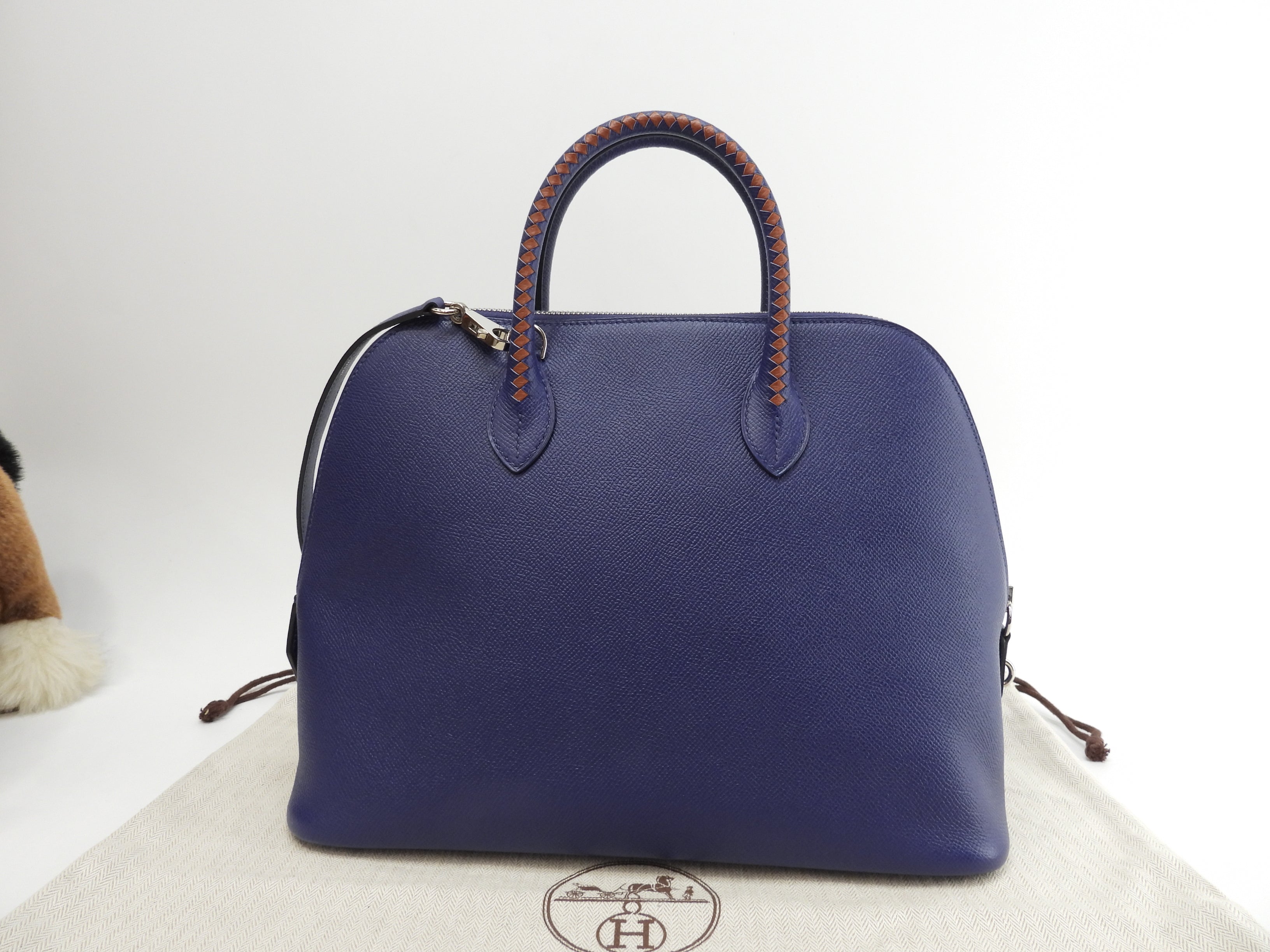 Hermès Bolide 1923 Tressage Epsom blu borsa a mano con tracolla @C 2