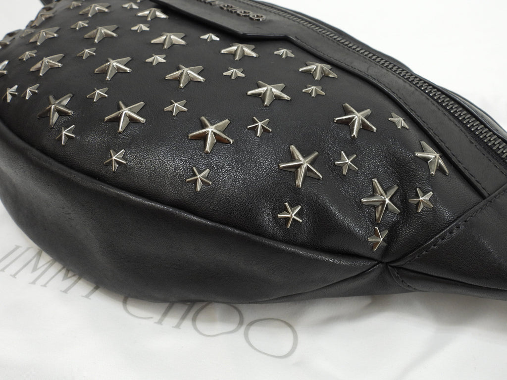 Jimmy Choo Dehlie Star Studs in pelle nera, marsupio, ottime condizioni @LXJSPN