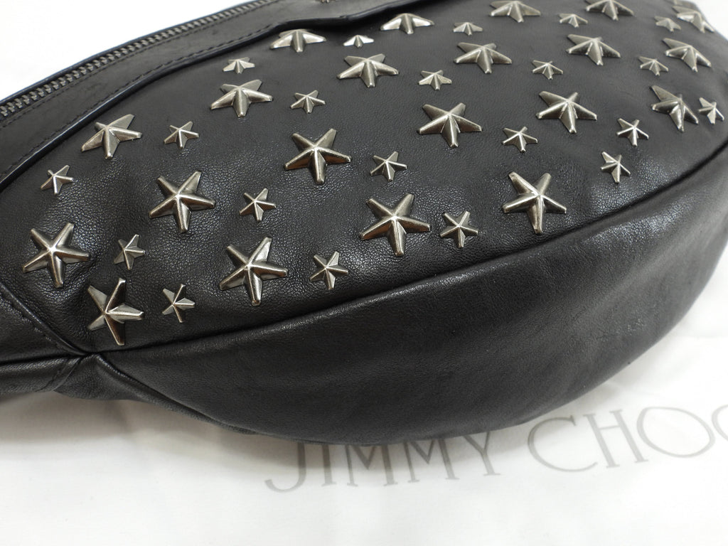 Jimmy Choo Dehlie Star Studs in pelle nera, marsupio, ottime condizioni @LXJSPN