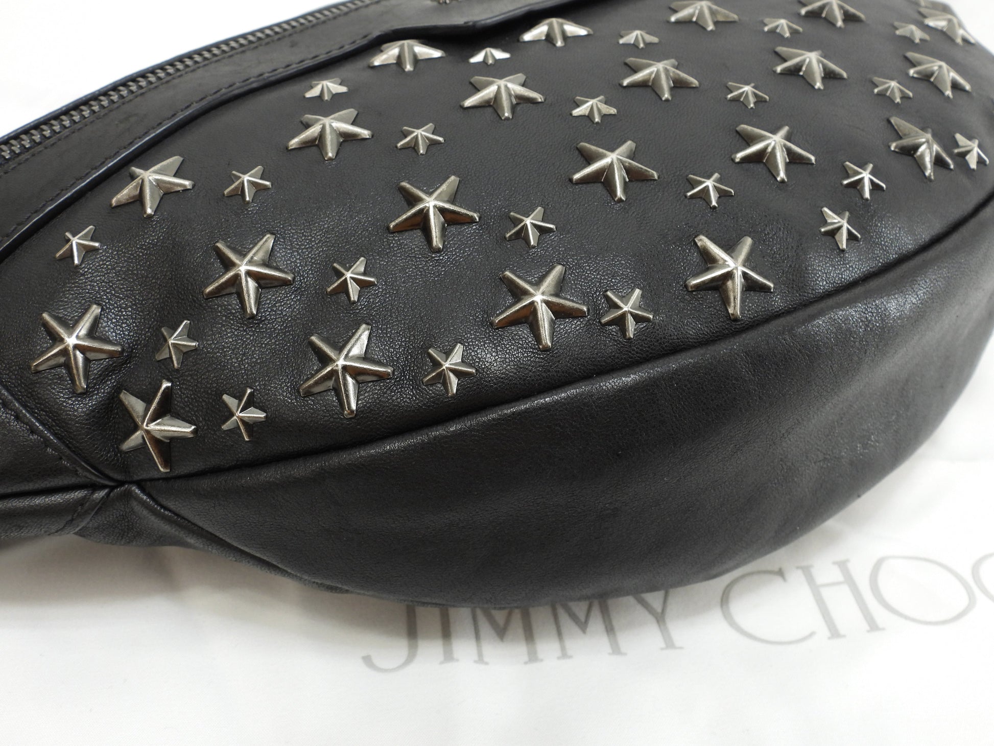 Jimmy Choo Dehlie Star Studs in pelle nera, marsupio, ottime condizioni @LXJSPN