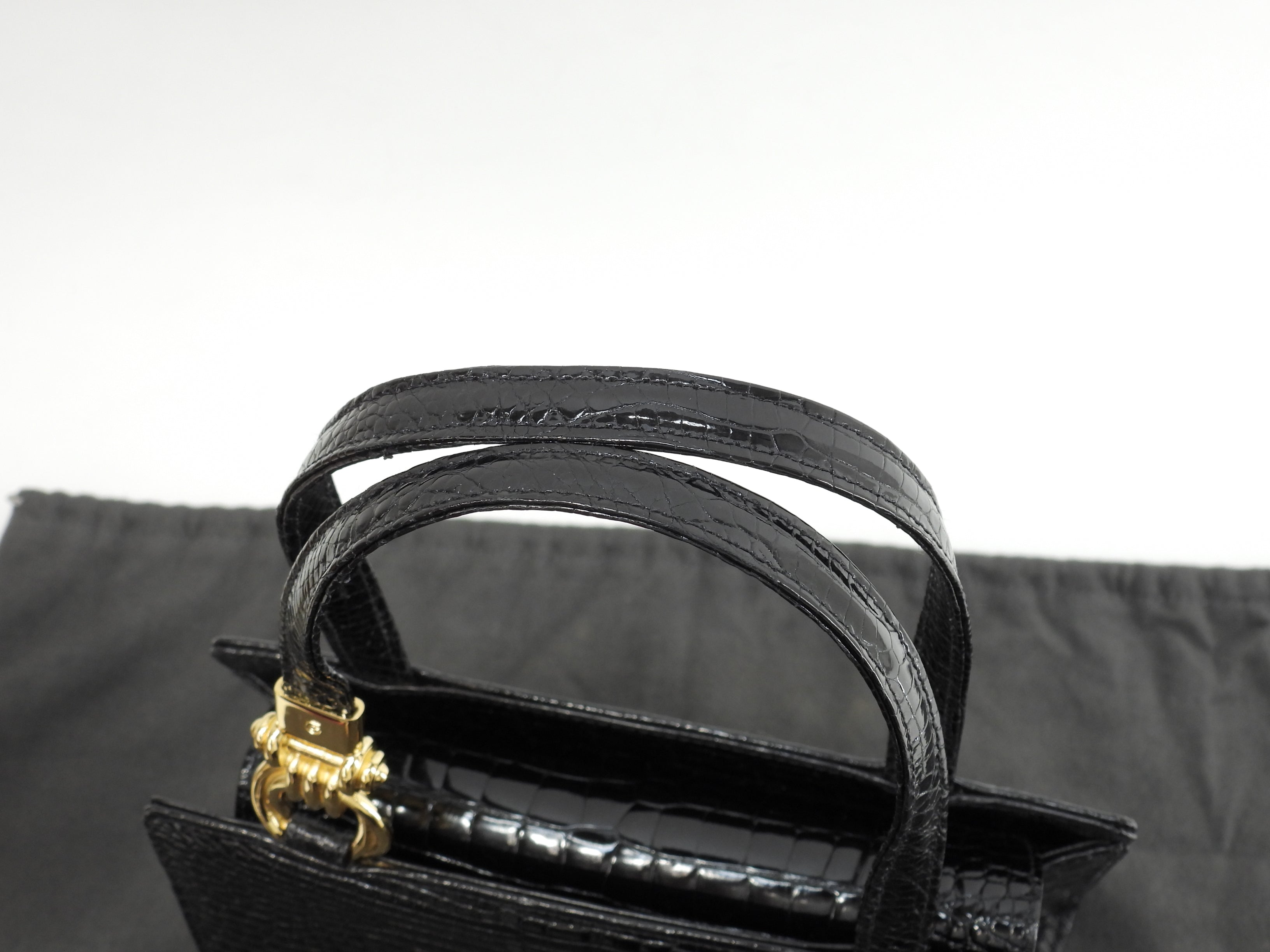 Contessa Mini Borsa a Mano Coccodrillo Nera Mini Tote Rara Ottime Condizioni @ 84