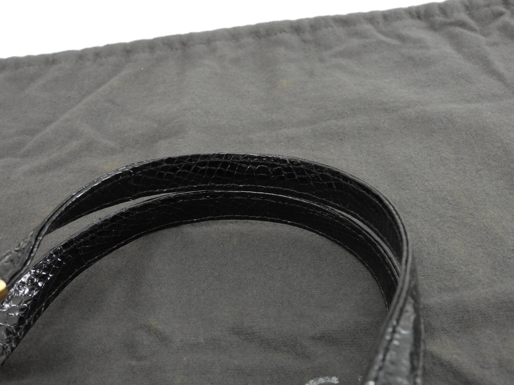 Contessa Mini Borsa a Mano Coccodrillo Nera Mini Tote Rara Ottime Condizioni @ 84