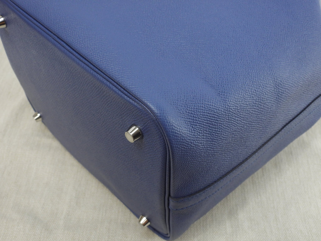 Hermes Picotin Lock MM Tressage Epsom blu borsa a mano bella condizione @C 3