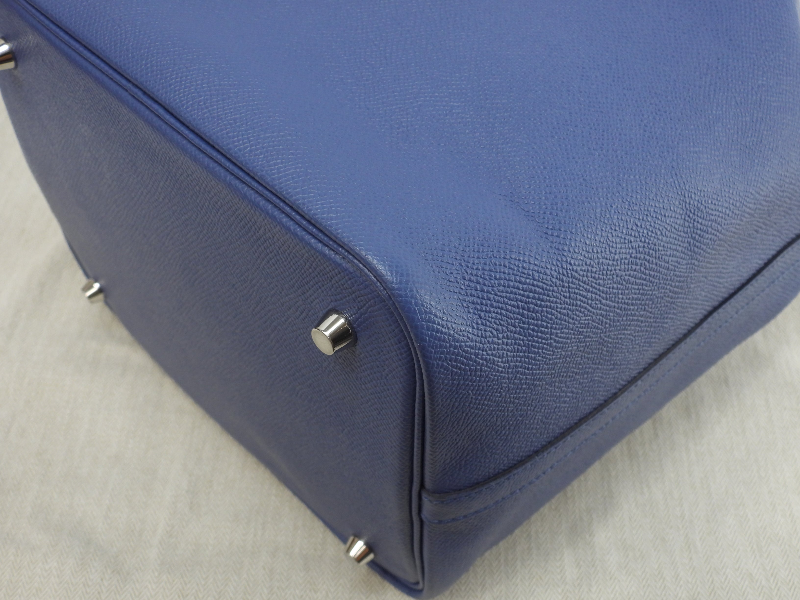 Hermes Picotin Lock MM Tressage Epsom blu borsa a mano bella condizione @C 3