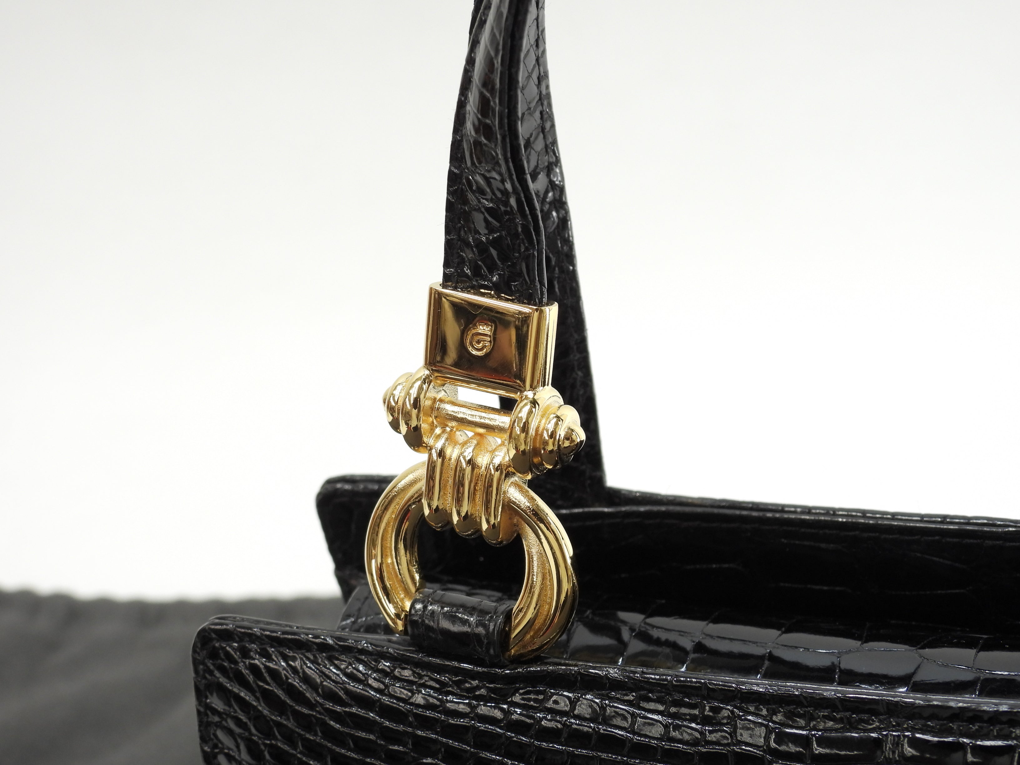 Contessa Mini Borsa a Mano Coccodrillo Nera Mini Tote Rara Ottime Condizioni @ 84