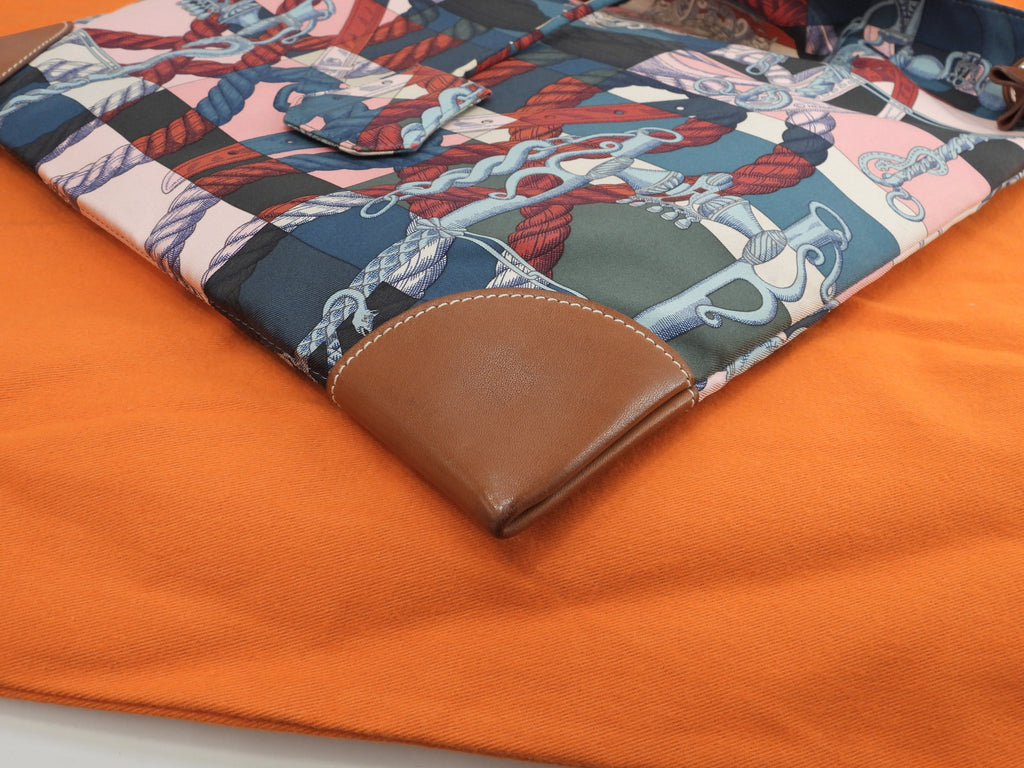 Hermes Silkycity PM Seta/Pelle Marrone Rosa Borsa a Spalla Ottime Condizioni@T 2